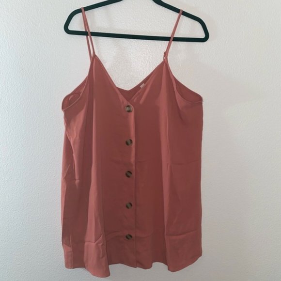 Zenana Outfitters Tops - Zenana | Dark Dusty Rose Tank w/ Button Front